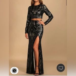 NWT Lulu’s black sequin formal